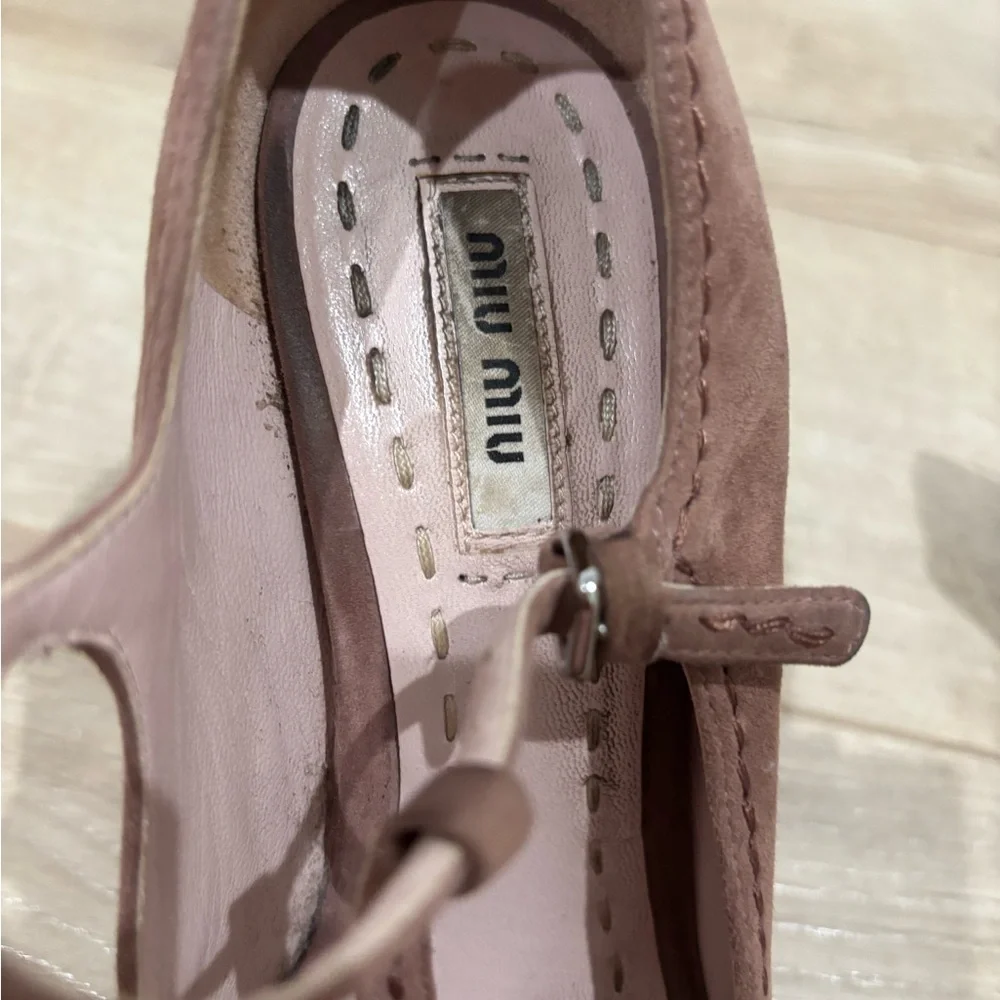 Miu Miu pink suede Wedge Shoes